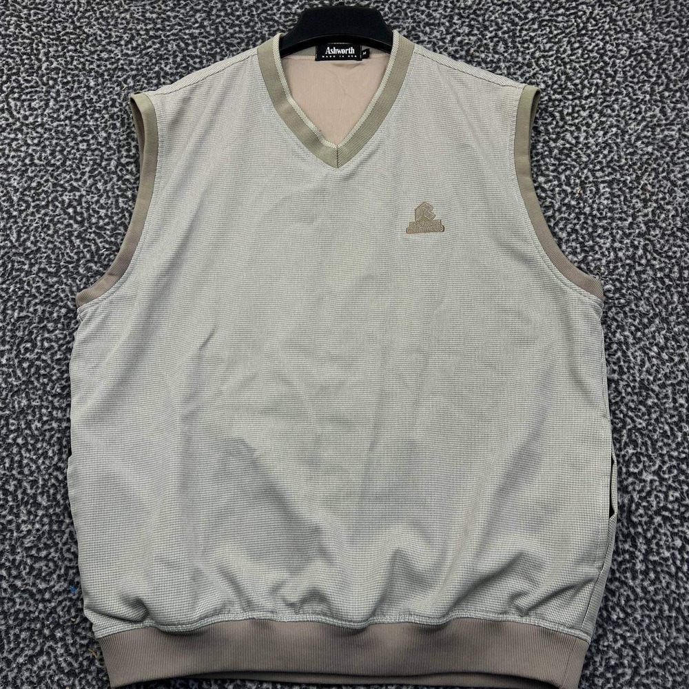 Ashworth Golf Vest Jacket Men Medium Gray Weather System Sleeveless V Neck M